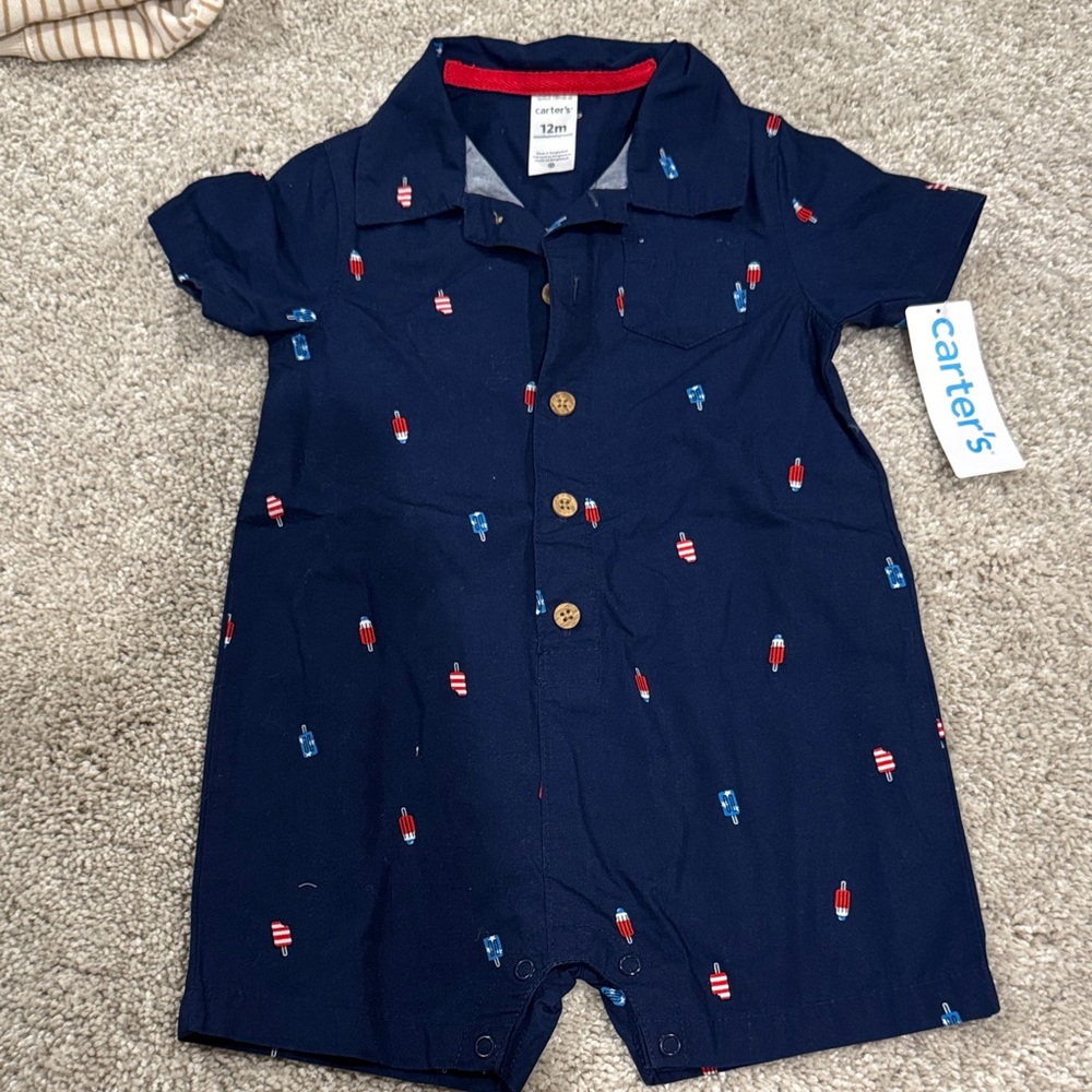 Carter's Navy Romper with Popsicle Design